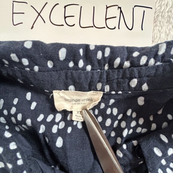 Orange Creek Womens Navy White Polka Dot Short Sleeve Button-Up Shirt Dress XL - Picture 4 of 11